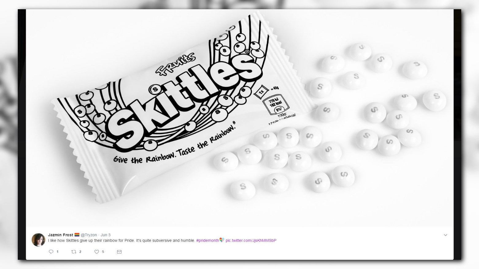 Skittles went white for Pride Month